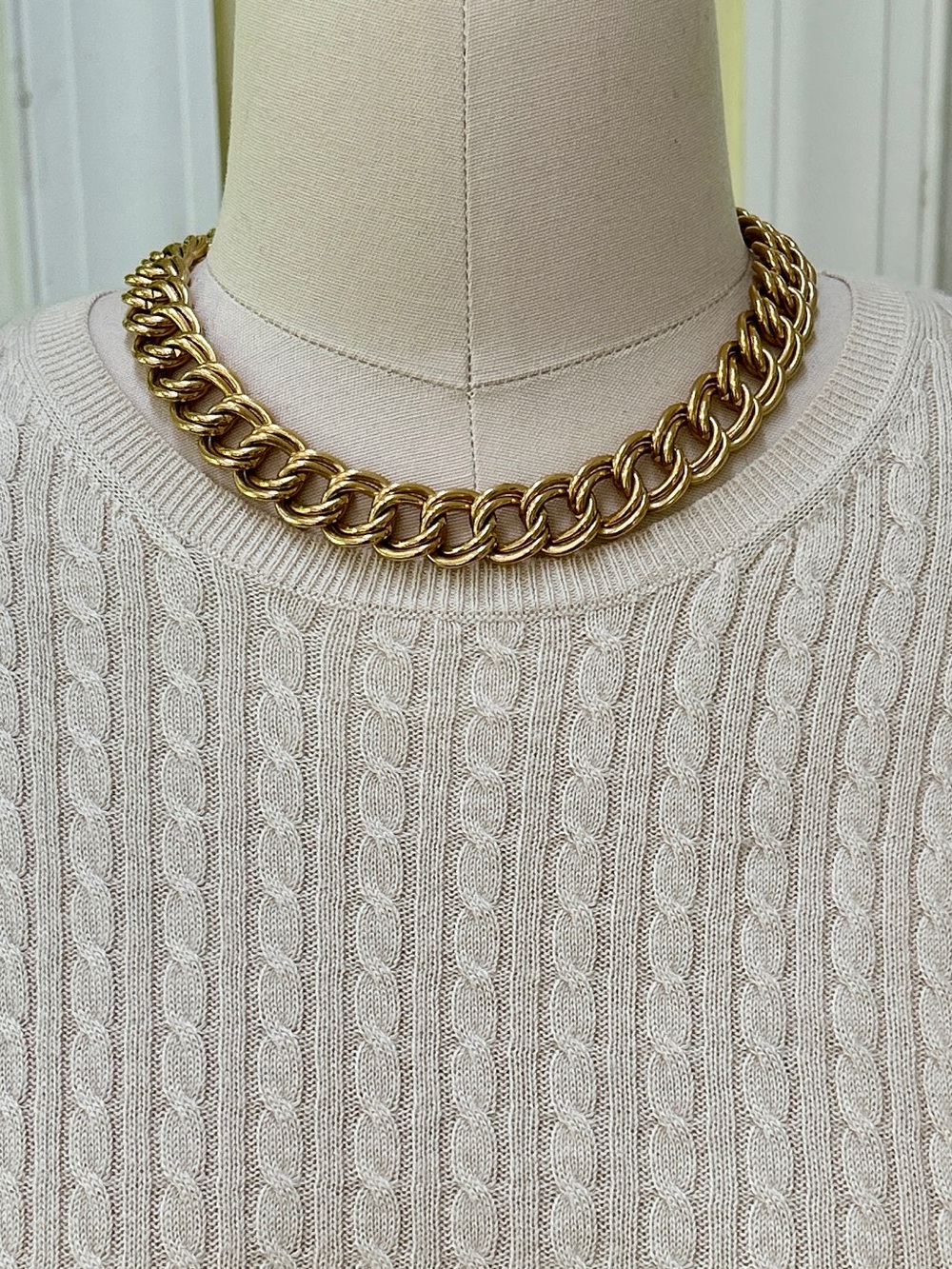 Gold Double Link Choker Necklace